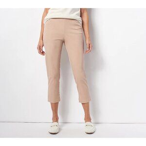 Isaac Mizrahi Live Petite 24/7 Stretch Crop Pants Womens 28 Cappuccino Tan NEW